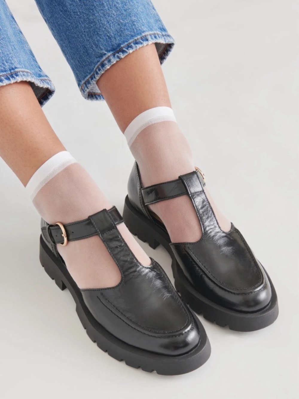 Dolce Vita Emilio Black T-Strap Chunky Loafers Patent Leather Size 12